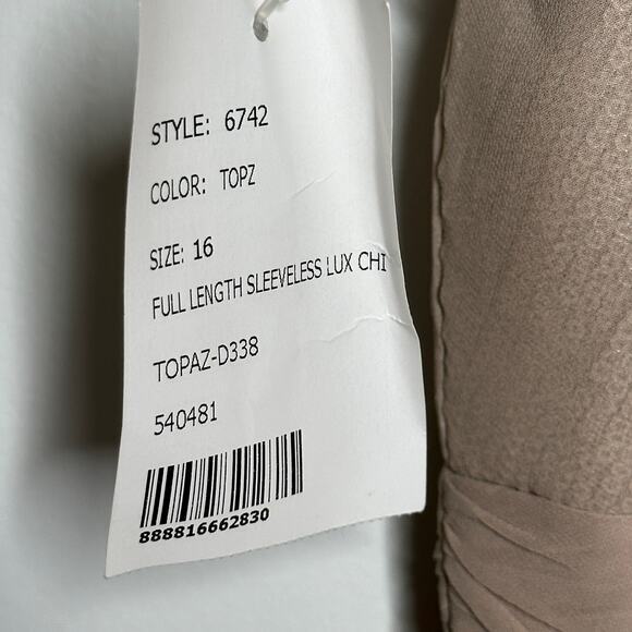 After Six Womens Dress Size 16 Topaz Tan Sequin Maxi Bridsemaid NWT - Picture 6 of 8